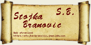 Stojka Branović vizit kartica
